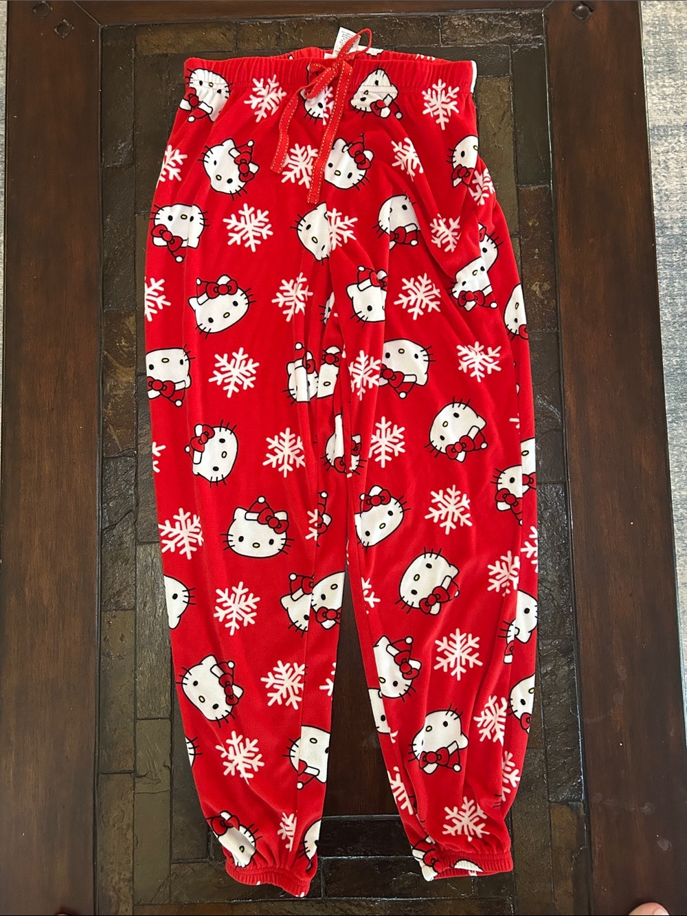 Junior's Hello Kitty Red and White Winter Pajama Bottoms